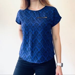 Black and blue pattern top